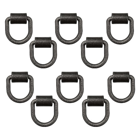 D-Ring, 1/2 in Ring Dia, 2 in Bracket Width, 12,240 lb Cap GVW, 4,080 lb Working Load Limit, 10 PK