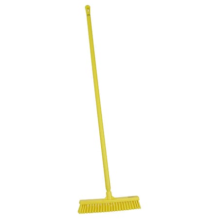 16 in Sweep Face Push Broom, Soft/Stiff Combination, Yellow
