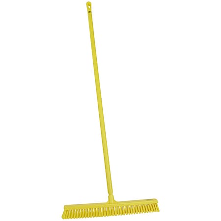 24 in Sweep Face Push Broom, Soft/Stiff Combination, Yellow