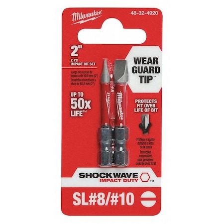 SHOCKWAVE Impact Duty 2" Slotted No. 8/No. 10 Power Bit, PK2