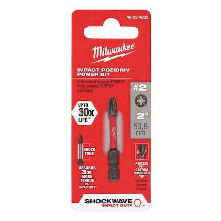 Shockwave 2" Impact Pozidriv No. 2 Power Bit
