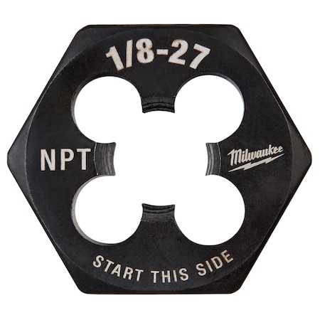 Hex Threading Die, 1/8"-27, Solid