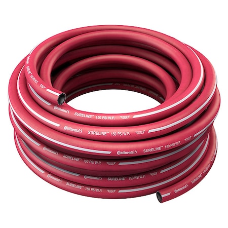3/4 in ID x 100 ft L Garden Hose, EPDM Tube, Red