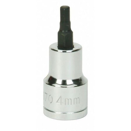 3/8" Dr, 4mm Size, Metric Hex Bit Socket, 6-Pts