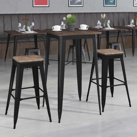 Square Black Metal Bar Set, 23.5