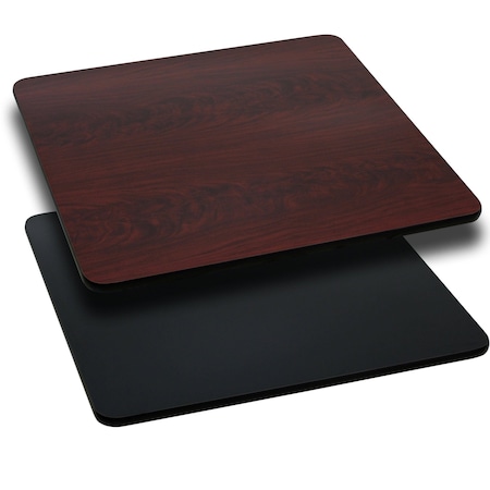Square Square Table Top with Black or Mahogany, 42" W, 42" L, 1.125" H, Black/Mahogany