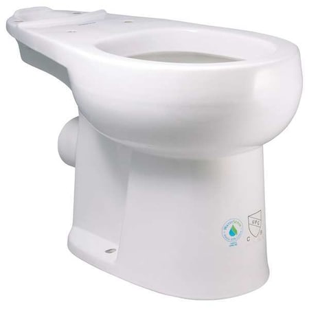 Toilet Bowl, 1.28 gpf, Gravity Fed, Floor with Back Outlet Mount, Round, White