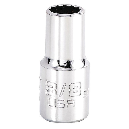 3/8 in Drive, 3/8" Triple Square SAE, Socket, 12 Points,  Steel, Chrome, 3/8 in