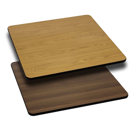 Square Table Top with Natural or Walnut, 30" W, 30" L, 1.125" H, Wood Grain