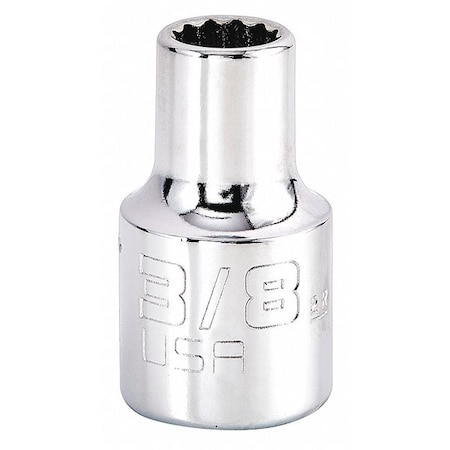 1/2 in Drive, 12mm Triple Square Metric Socket, 12 Points,  Steel, Chrome, 12 mm