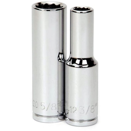 1/2" Drive Impact Socket High Polished Chrome, Deep 1/2"D,12Pt,1-1/2