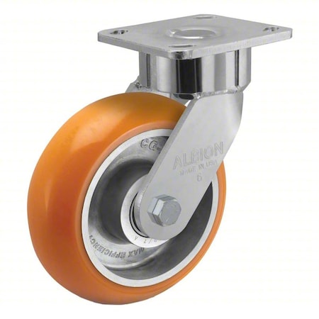 Plate Caster,Swivel,Polyurethane,2"H