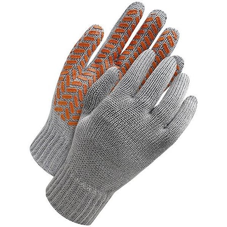 Wool/Acrylic Cold Weather Gloves, PVC Grip Palm, Gray, XL