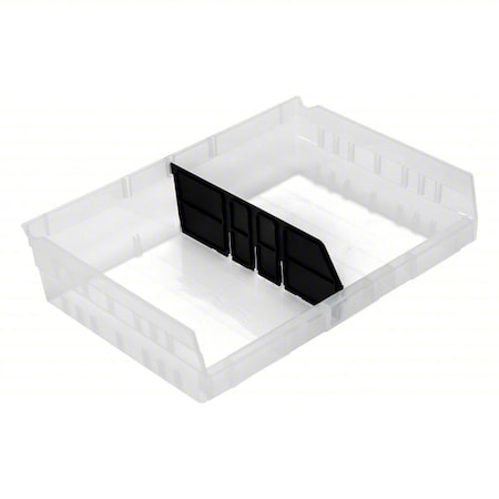 Plastic Long Bin Dividers, Black, 10 in L, 4 in H, 6 PK