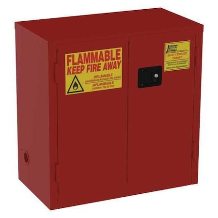 Hazardous Material Storage Cabinet, 30 gal, 2 Shelves, Steel, 34 in W x 35 in H x 18 in D, Red