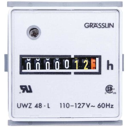 Hour Meter,24VAC,60 Hz,Plastic,Square