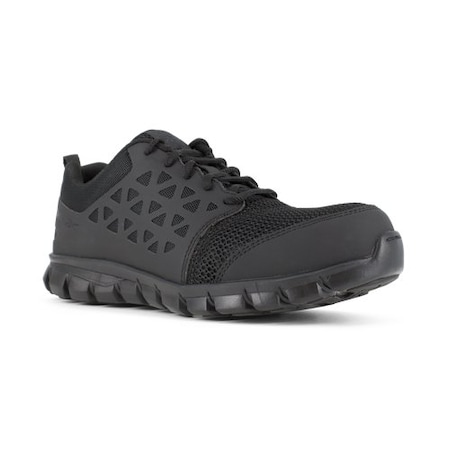 Men's Athletic Shoe, Composite Toe, Leather, Mesh Upper, Rubber Outsole, Lace Up, Black, 8 1/2 D