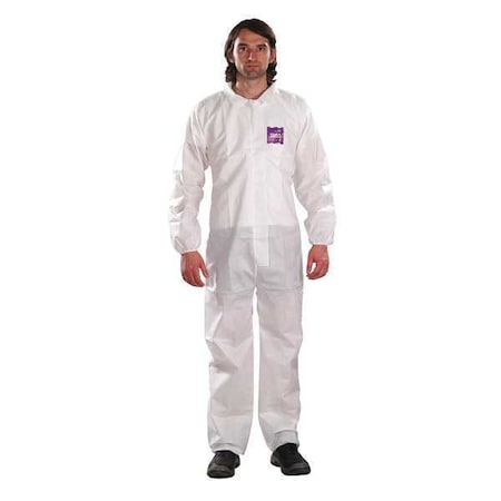 Collared Coverall, 4Xl, White, Navy, Red, SMS Fabric