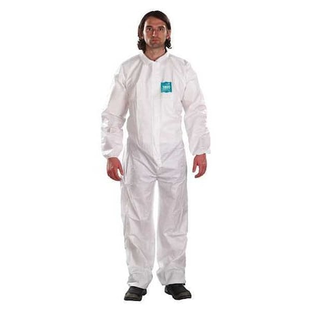 Collared Coverall, 5XL, White, Microporous Laminate
