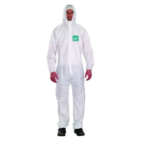 Hooded Coverall, M, White, Microporous Laminate