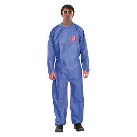 Collared Coverall, 4Xl, Navy, SMMS Polypropylene