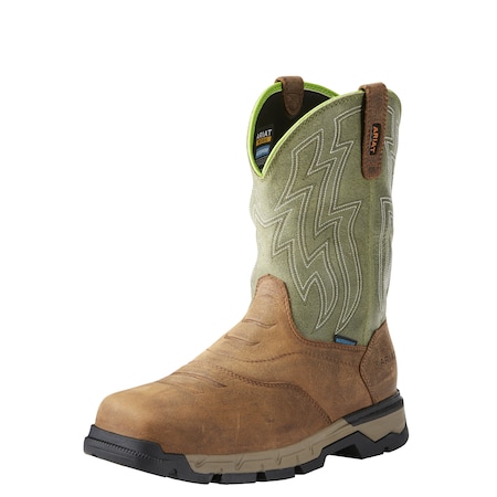 Men's Western Boot, 8 1/2, Composite Toe, 10 in H, Brown/Green, 10021486