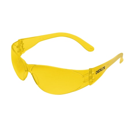 Checklite (CL1), Safety Glasses, Duramass Hard Coat, Polycarbonate Lens, Amber Frame, Frameless