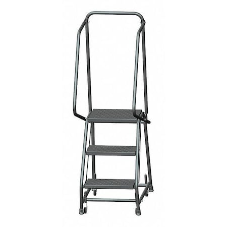 58 1/2 in H Steel Rolling Ladder, 3 Steps, 450 lb Load Capacity