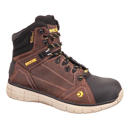 Men's 6-Inch Work Boot, 10 1/2, Composite Toe, 6 in H, Brown, W10797