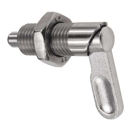 Cam-Action Indexing Plunger, Stainless Steel, D=12, D1= 3/4-16, Form: B, With Locknut