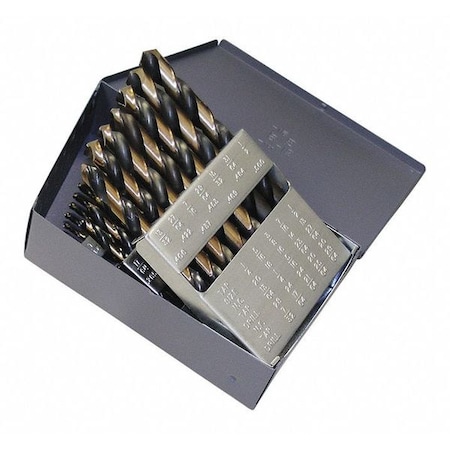 29PC 135 Degree Heavy-Duty Jobber Length Drill Set Cle-Line 1879 Black & Gold HSS 1/16-1/2x1/64
