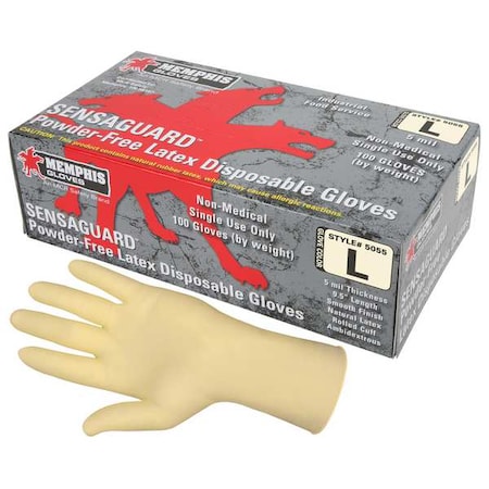 SensaGuard 5055, Disposable Gloves, 5 mil Palm, Latex, Powder-Free, S (7), 100 PK, Beige