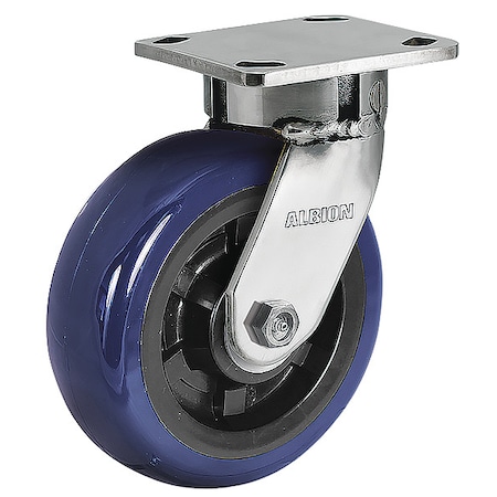 4" X 2" Non-Marking Polyurethane Premium Swivel Caster, No Brake, Loads Up To 600 lb