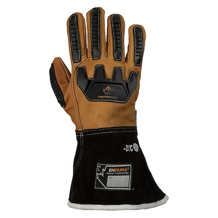 Cold Protection Impact-Resistant Drivers Gloves, Material, Extended Gauntlet Cuff, Brown, 1 PR
