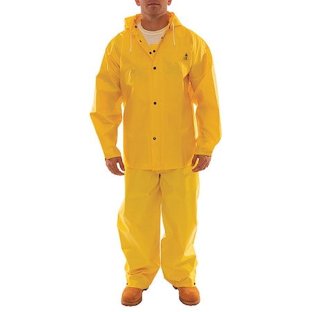 Rain Suit, Heavy Duty PVC, 10.5 mil Thick, Snap-On (Included), Yellow, 2XL