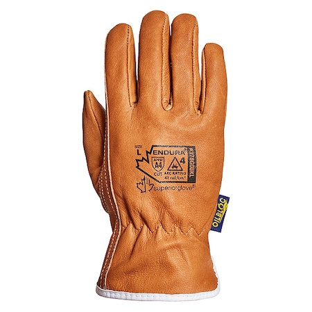 Multipurpose Leather Glove, Goatskin, 10" Length, Tan, Size S (7)