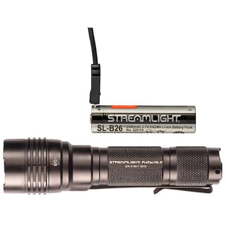 Tactical Flashlight, Alum, Black, 1000lm