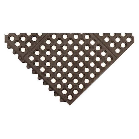 Interlocking Drainage Mat Tile, 3 ft L x 3 ft W, 1/2 in Thickness, Rubber, Mini-Diamond Studded Top