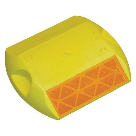 Pavement Marker Tape, Polycarbonate Body, 4 in Length, 3 3/4 in Width, 5/8 in Height, Yellow, Epoxy