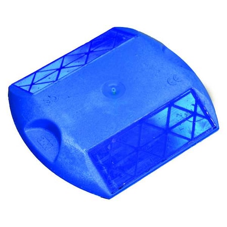 Pavement Marker, Retroreflective Polymer, 4 in Length, 3 3/4 in Width, 5/8 in Height, Blue, Epoxy