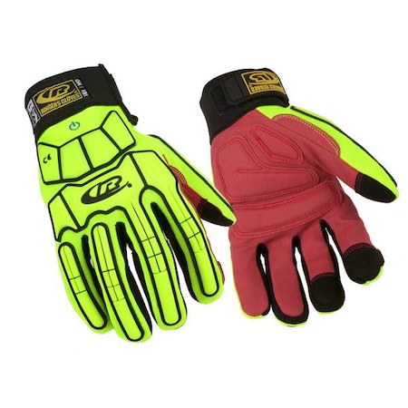Impact Glove, Padded, Yellow/Red, XL, PR