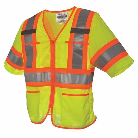 High Visibility Vest,Class 3,XL,Green
