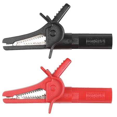 Flanged Fully Insulated Crocodile Clip, Male Banana Plug, 81mm, Red