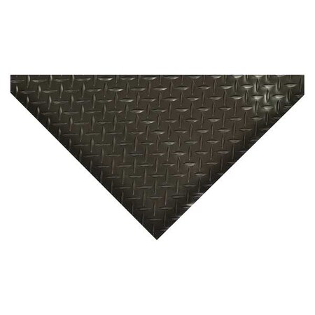 Antifatigue Mat, 75 ft. L x 3 ft. W, 5/32" Thickness, Vinyl, Diamond Plate, Black
