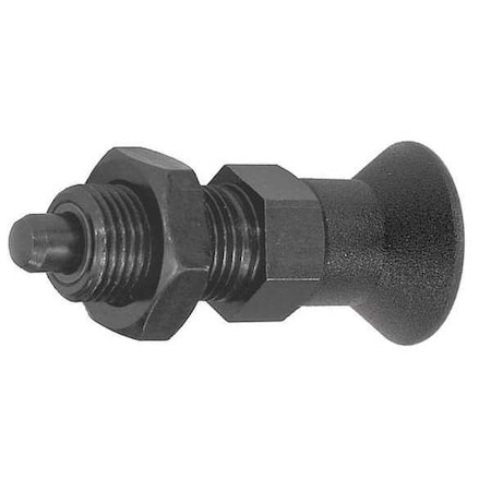 Indexing Plunger D1= M16X1,5, D=8, Style B, Non-Lockout w Locknut, Steel Hardened, Knob Plastic