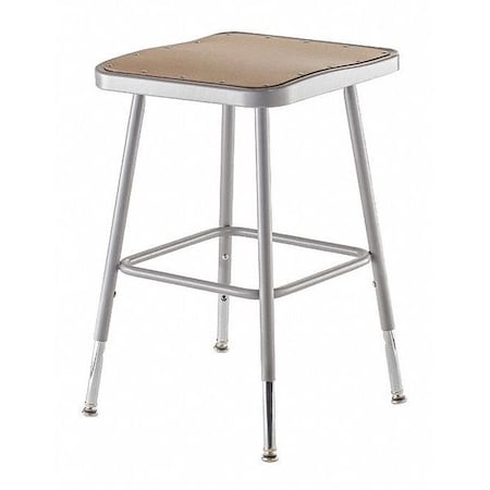 Square Stool, Height Range 19" to 27", Masonite Board Gray