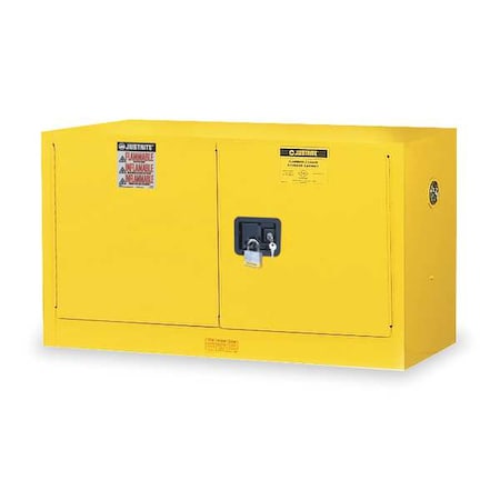 Hazardous Material Storage Cabinet, 17 gal, 1 Shelves, Steel, 43 in W x 24 in H x 18 in D, Yellow