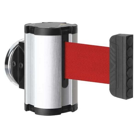 Retractable Belt Barrier, Silver, 10 ft Length, No Legend, Satin Aluminum