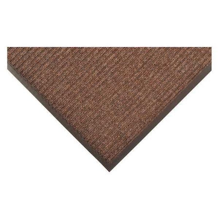 Entrance Mat, Indoor, Polypropylene, Ribbed Surface, Vinyl Back, 3/8 in Thick, 3 ft x 5 ft, Brown