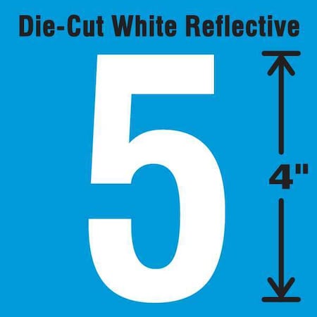 Number Label, Vinyl, 4 in H, 2-1/2 in W, PK5